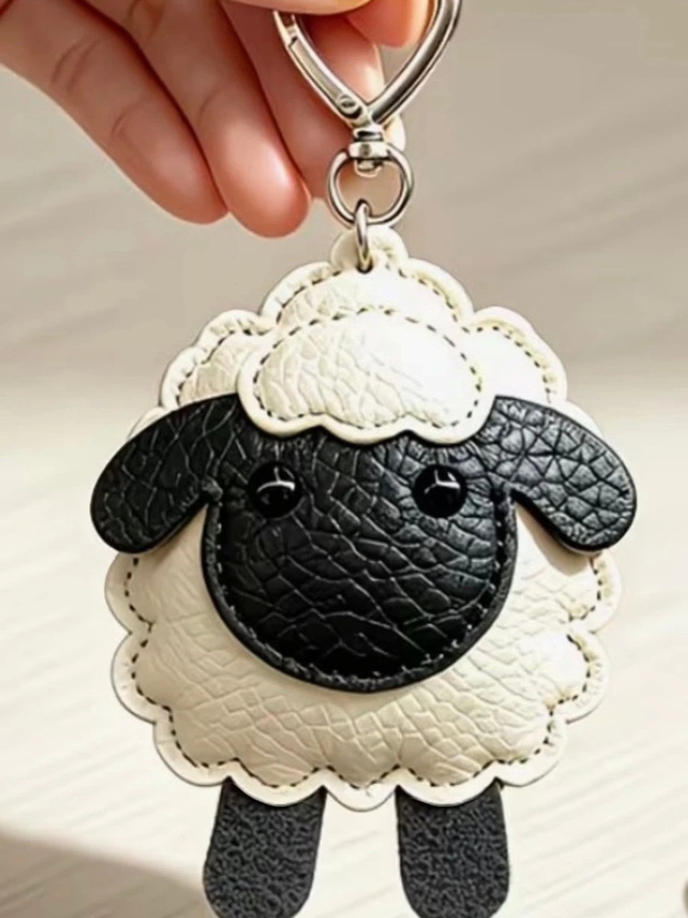 Vegan Leather3D Sheep Bag Charm White & Black